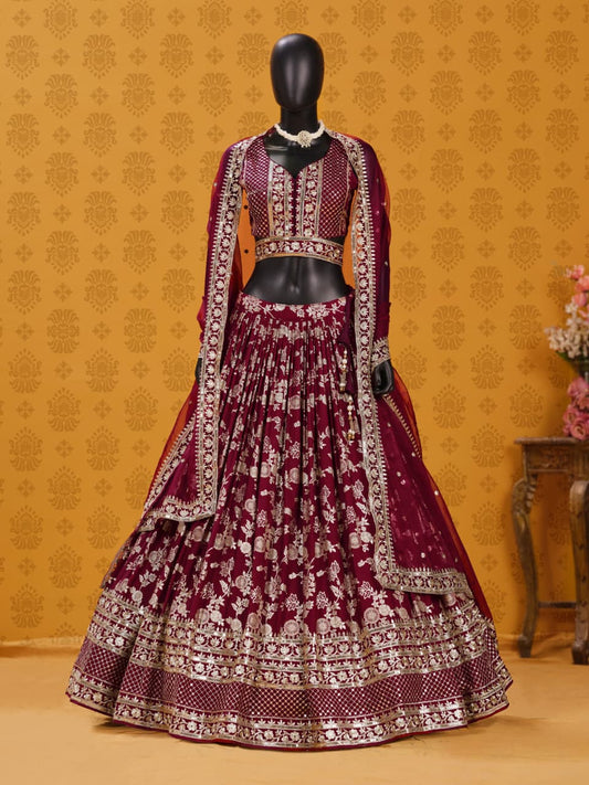 Royal Maroon Heritage Chaniya Choli Set (PRE ORDER)